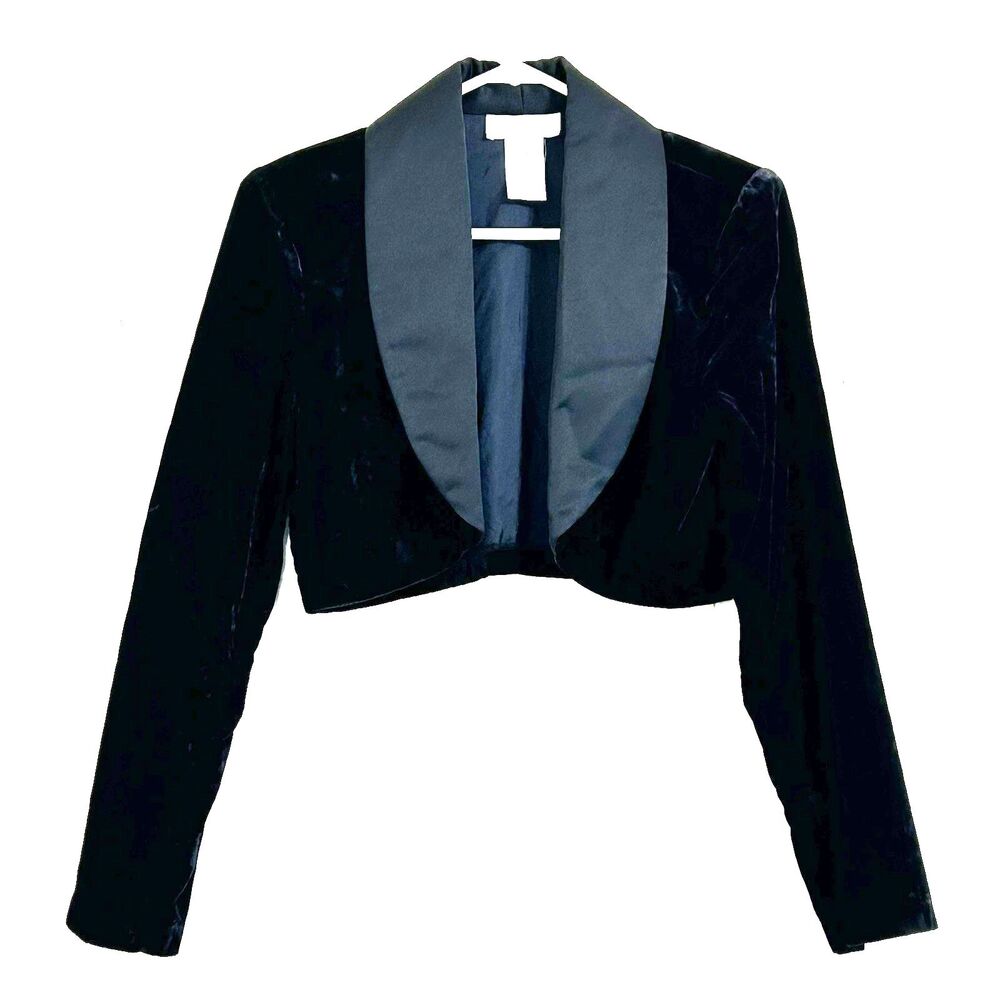 Scott McClintock Vintage Cropped Bolero Jacket Velvet Size L Long Sleeve Open